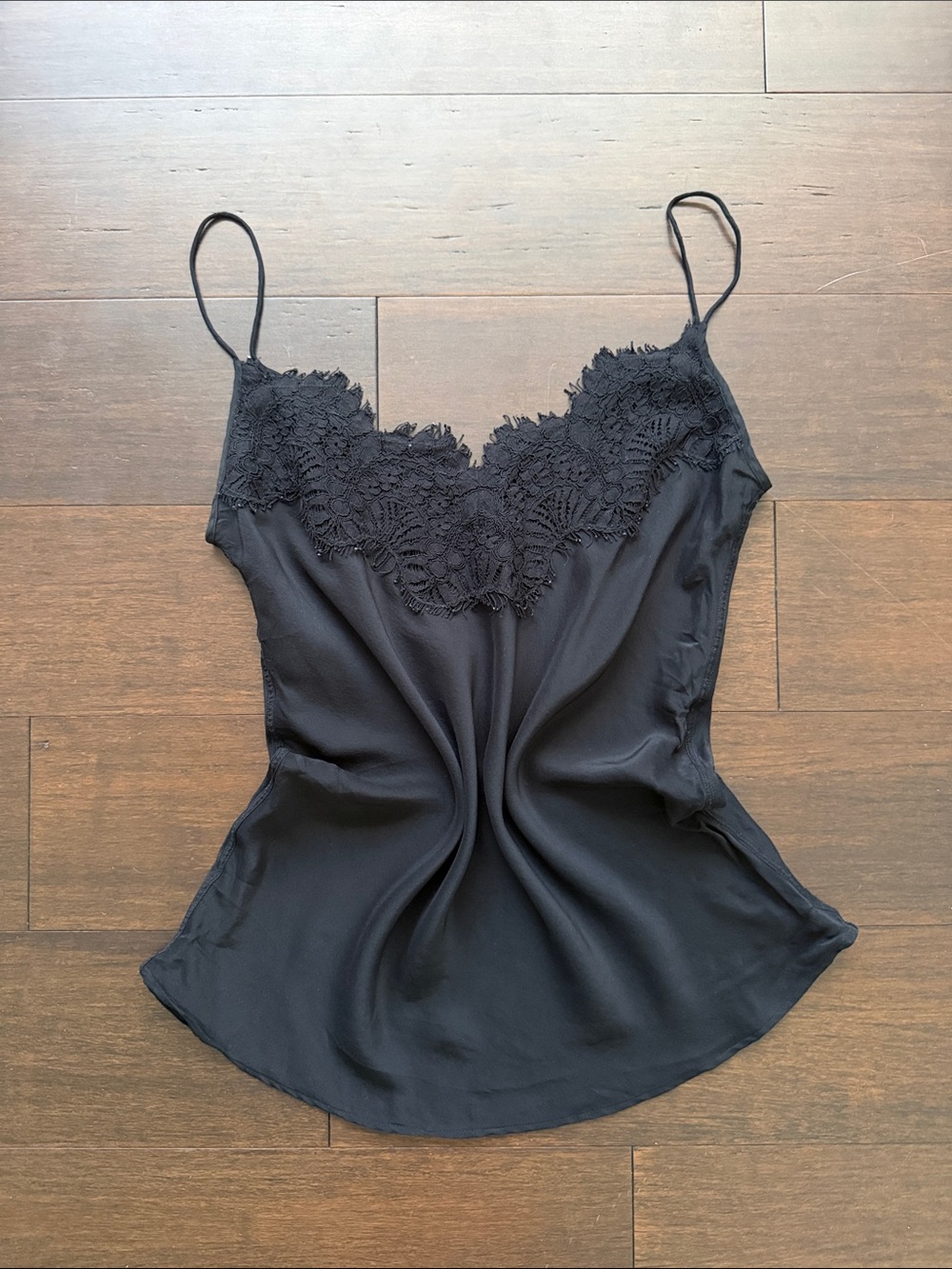 Massimo Dutti Black Lace Trim Camisole Top